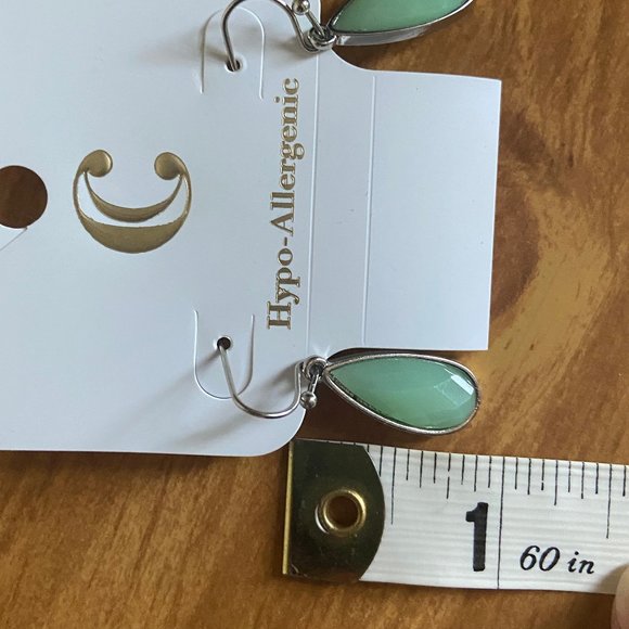 New mint green Charming Charlie teardrop earrings - Picture 2 of 5